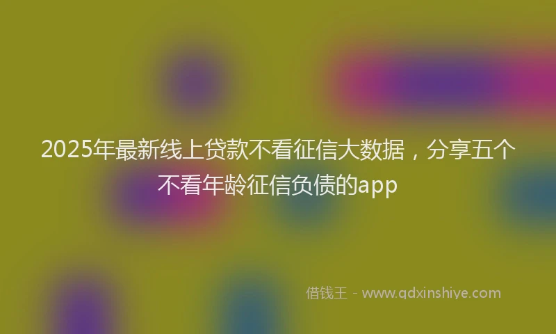 2025年最新线上贷款不看征信大数据，分享五个不看年龄征信负债的app