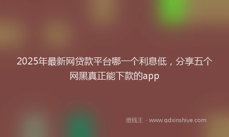 2025年最新网贷款平台哪一个利息低，分享五个网黑真正能下款的app