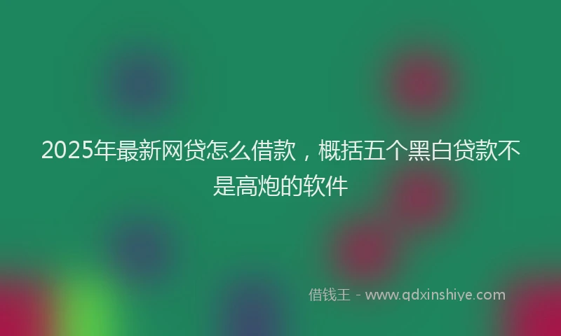 2025年最新网贷怎么借款，概括五个黑白贷款不是高炮的软件