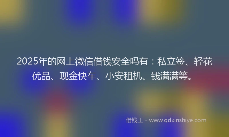 2025年的网上微信借钱安全吗有：私立签、轻花优品、现金快车、小安租机、钱满满等。