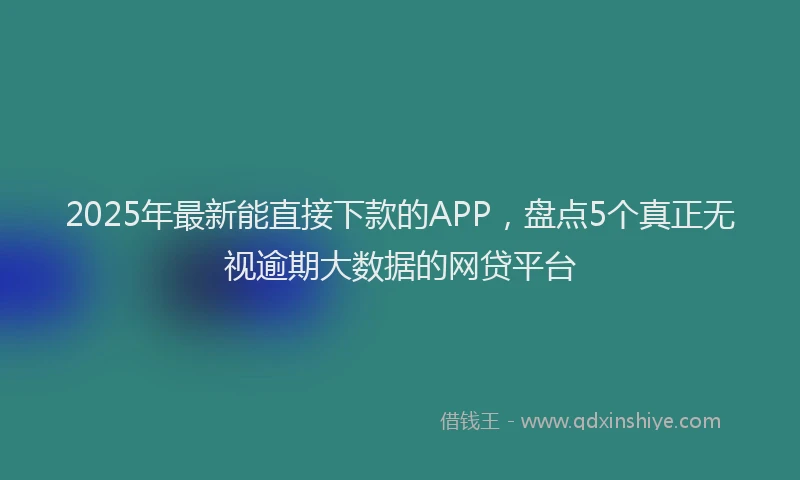 2025年最新能直接下款的APP，盘点5个真正无视逾期大数据的网贷平台