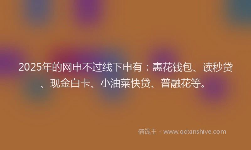 2025年的网申不过线下申有：惠花钱包、读秒贷、现金白卡、小油菜快贷、普融花等。