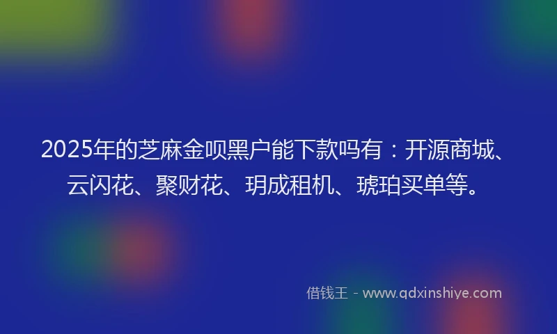 2025年的芝麻金呗黑户能下款吗有：开源商城、云闪花、聚财花、玥成租机、琥珀买单等。