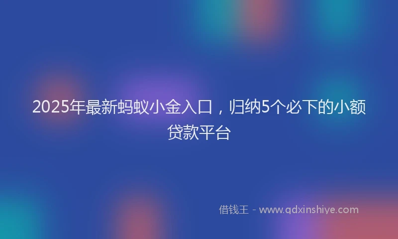 2025年最新蚂蚁小金入口，归纳5个必下的小额贷款平台