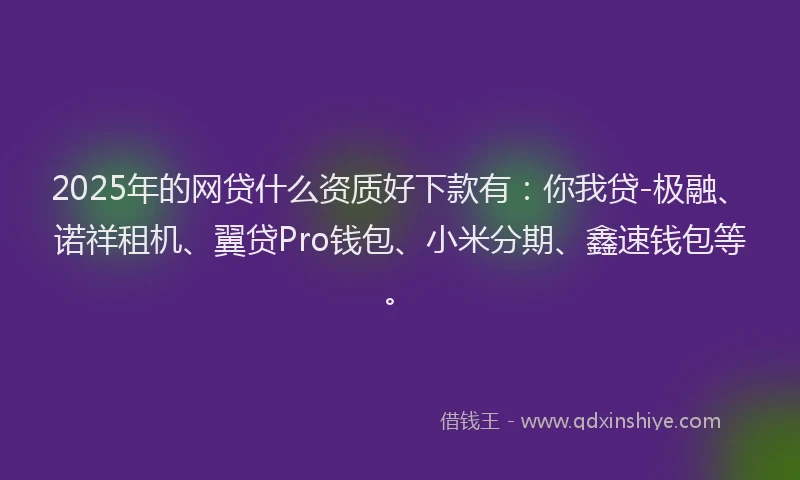 2025年的网贷什么资质好下款有：你我贷-极融、诺祥租机、翼贷Pro钱包、小米分期、鑫速钱包等。