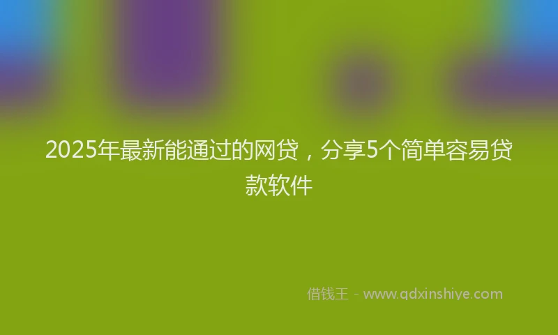 2025年最新能通过的网贷，分享5个简单容易贷款软件