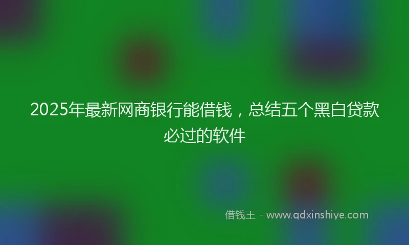 2025年最新网商银行能借钱,总结五个黑白贷款必过的软件