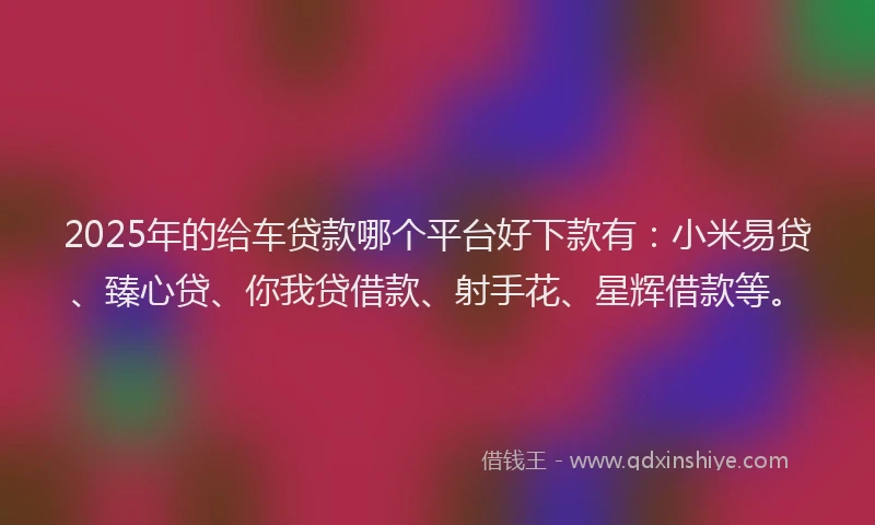 2025年的给车贷款哪个平台好下款有：小米易贷、臻心贷、你我贷借款、射手花、星辉借款等。