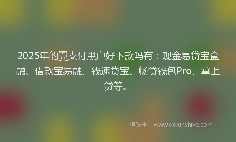 2025年的翼支付黑户好下款吗有：现金易贷宝盒融、借款宝易融、钱速贷宝、畅贷钱包Pro、掌上贷等。