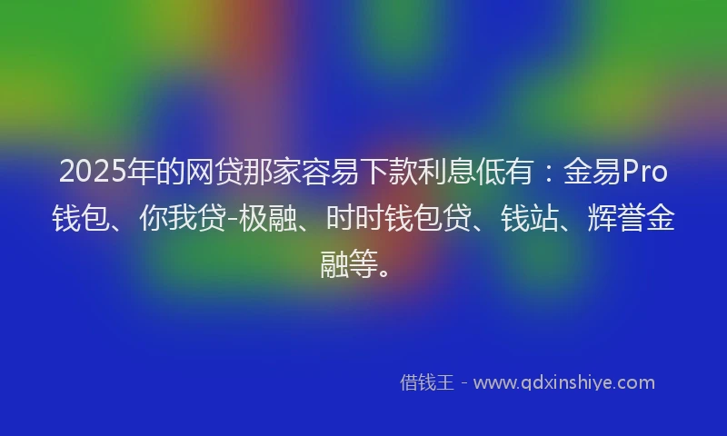 2025年的网贷那家容易下款利息低有：金易Pro钱包、你我贷-极融、时时钱包贷、钱站、辉誉金融等。