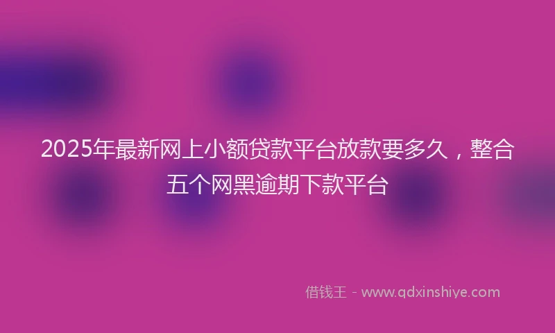 2025年最新网上小额贷款平台放款要多久，整合五个网黑逾期下款平台