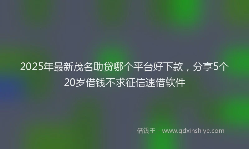 2025年最新茂名助贷哪个平台好下款，分享5个20岁借钱不求征信速借软件