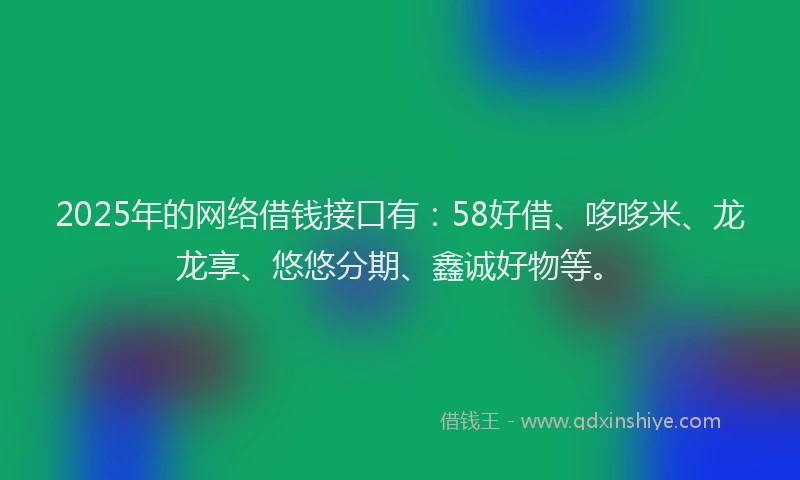 2025年的网络借钱接口有：58好借、哆哆米、龙龙享、悠悠分期、鑫诚好物等。