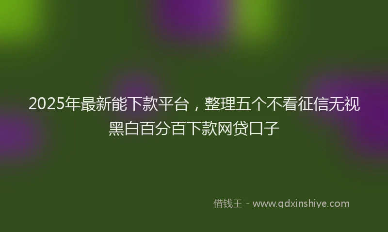 2025年最新能下款平台，整理五个不看征信无视黑白百分百下款网贷口子