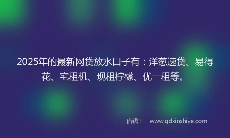 2025年的最新网贷放水口子有：洋葱速贷、易得花、宅租机、现租柠檬、优一租等。