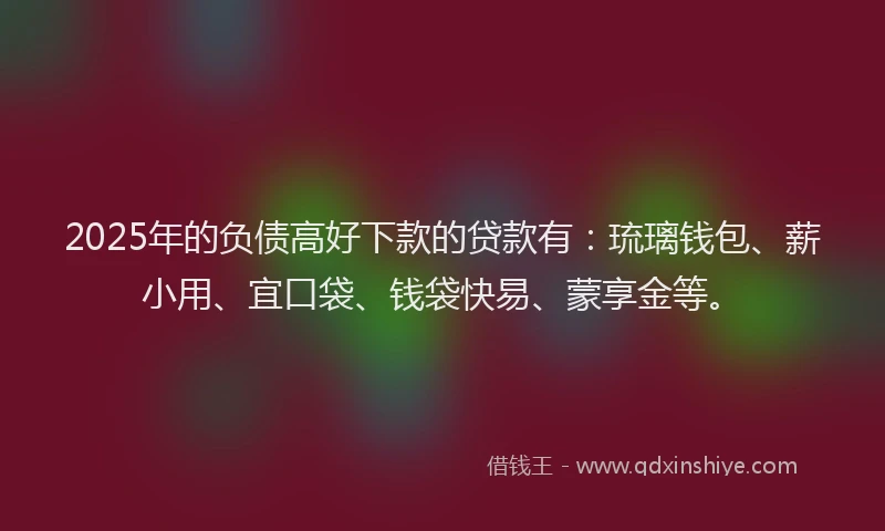 2025年的负债高好下款的贷款有：琉璃钱包、薪小用、宜口袋、钱袋快易、蒙享金等。