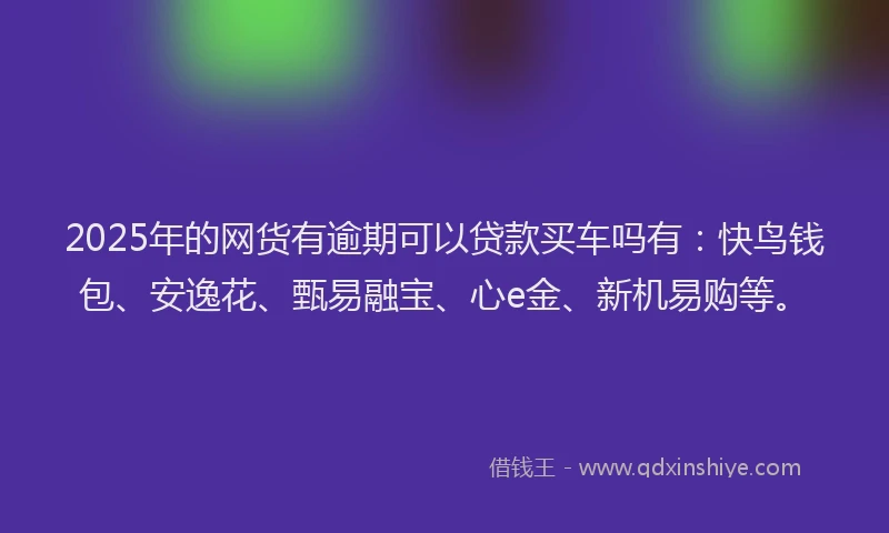 2025年的网货有逾期可以贷款买车吗有：快鸟钱包、安逸花、甄易融宝、心e金、新机易购等。