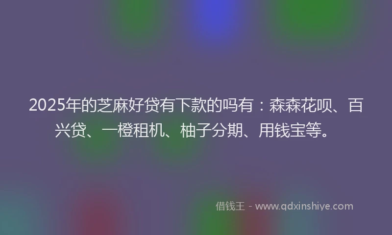2025年的芝麻好贷有下款的吗有：森森花呗、百兴贷、一橙租机、柚子分期、用钱宝等。