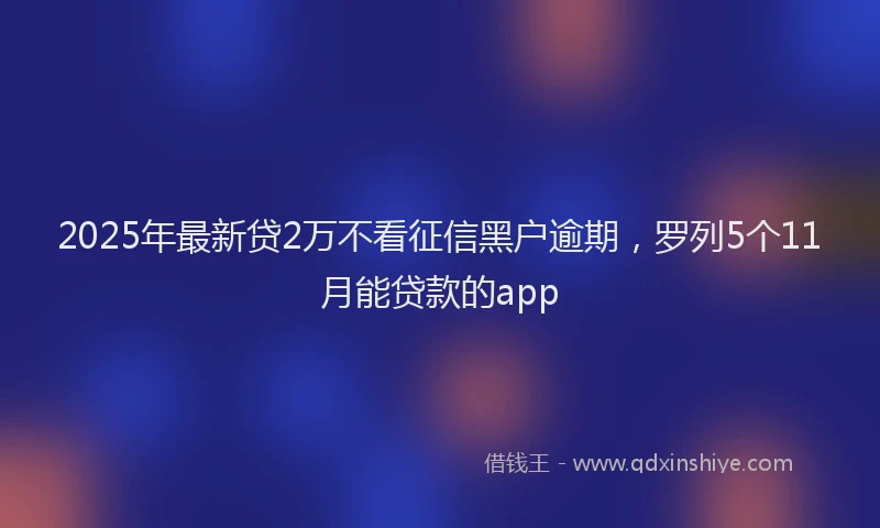 2025年最新贷2万不看征信黑户逾期，罗列5个11月能贷款的app