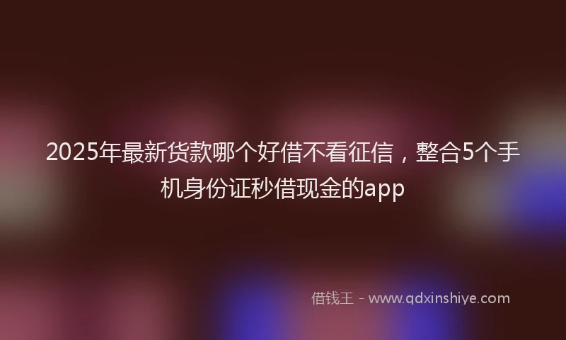 2025年最新货款哪个好借不看征信，整合5个手机身份证秒借现金的app