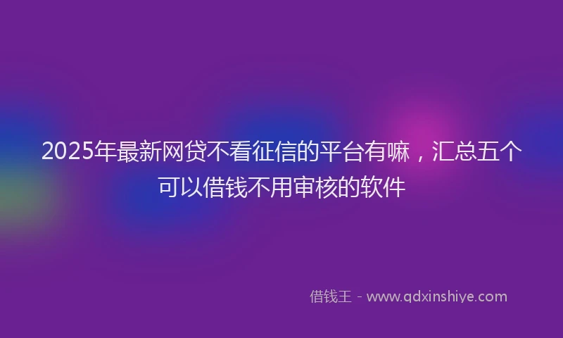 2025年最新网贷不看征信的平台有嘛，汇总五个可以借钱不用审核的软件