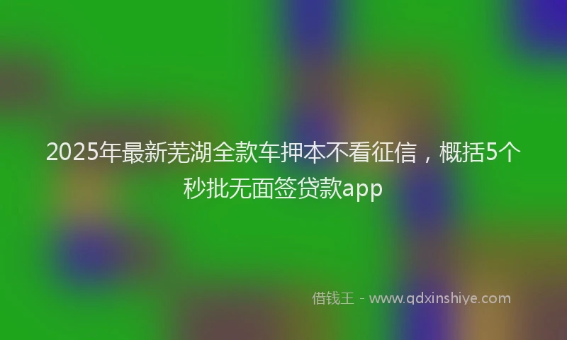 2025年最新芜湖全款车押本不看征信，概括5个秒批无面签贷款app