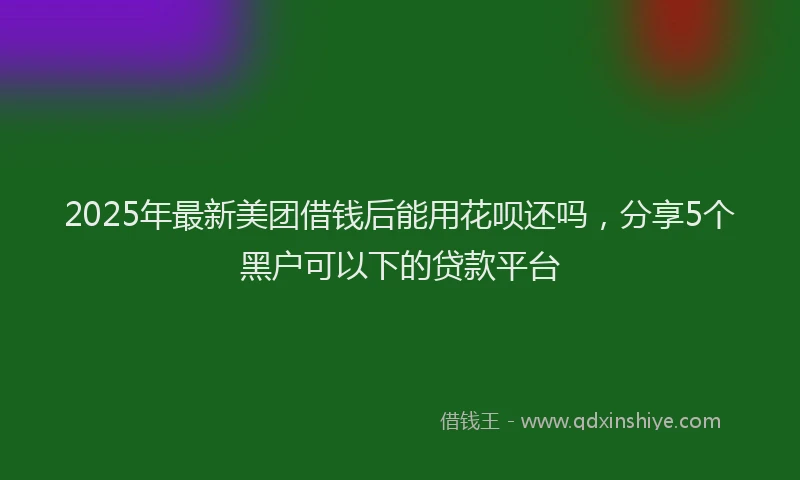 2025年最新美团借钱后能用花呗还吗，分享5个黑户可以下的贷款平台
