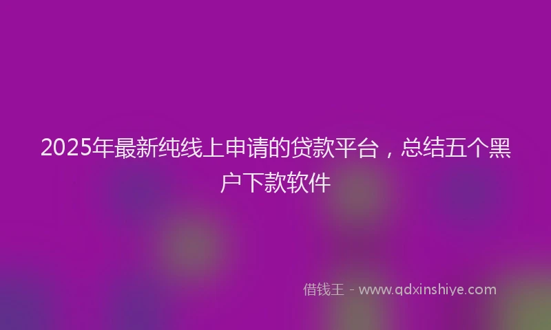 2025年最新纯线上申请的贷款平台，总结五个黑户下款软件