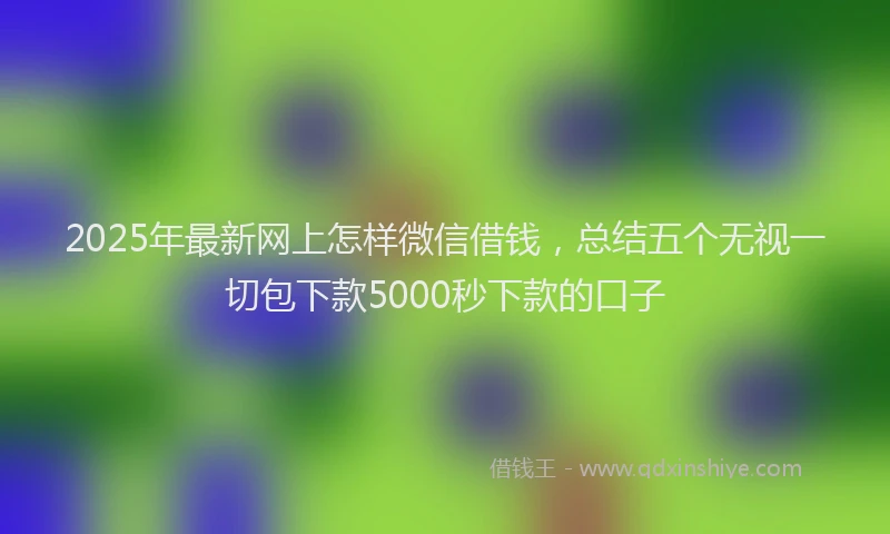 2025年最新网上怎样微信借钱，总结五个无视一切包下款5000秒下款的口子