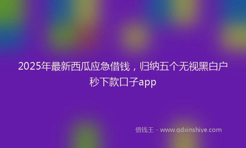 2025年最新西瓜应急借钱，归纳五个无视黑白户秒下款口子app