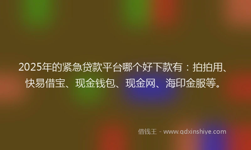 2025年的紧急贷款平台哪个好下款有：拍拍用、快易借宝、现金钱包、现金网、海印金服等。