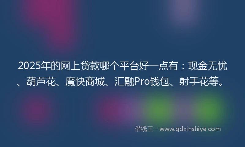 2025年的网上贷款哪个平台好一点有：现金无忧、葫芦花、魔快商城、汇融Pro钱包、射手花等。