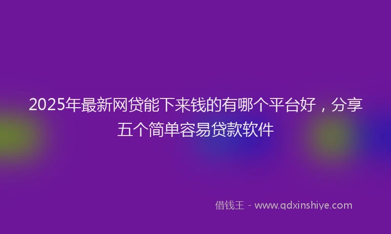 2025年最新网贷能下来钱的有哪个平台好，分享五个简单容易贷款软件