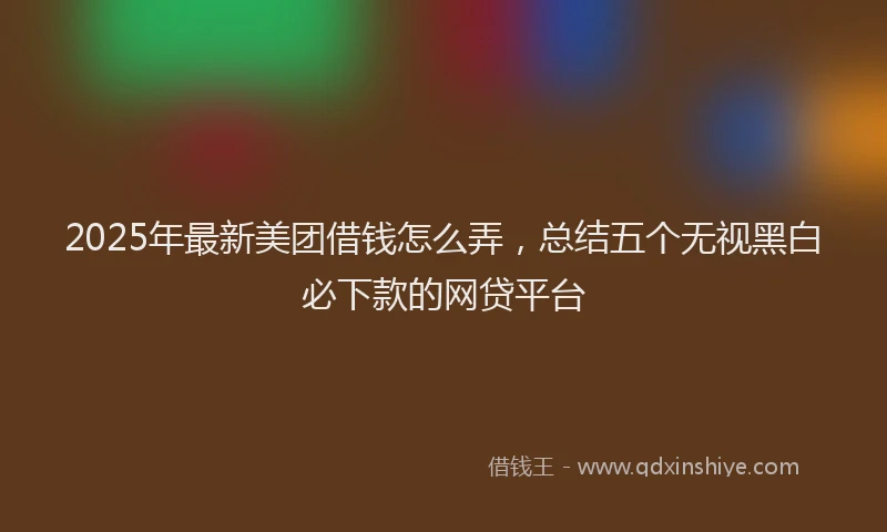 2025年最新美团借钱怎么弄，总结五个无视黑白必下款的网贷平台