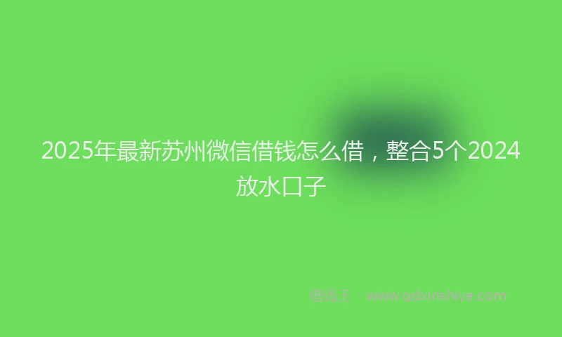 2025年最新苏州微信借钱怎么借，整合5个2024放水口子