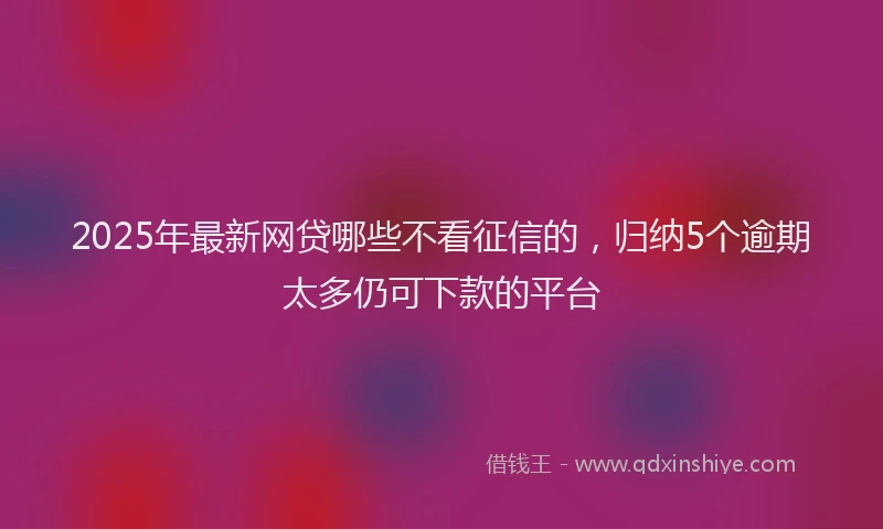 2025年最新网贷哪些不看征信的，归纳5个逾期太多仍可下款的平台