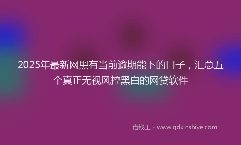 2025年最新网黑有当前逾期能下的口子，汇总五个真正无视风控黑白的网贷软件