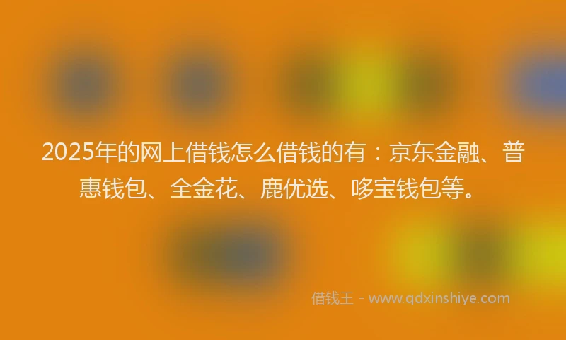 2025年的网上借钱怎么借钱的有：京东金融、普惠钱包、全金花、鹿优选、哆宝钱包等。