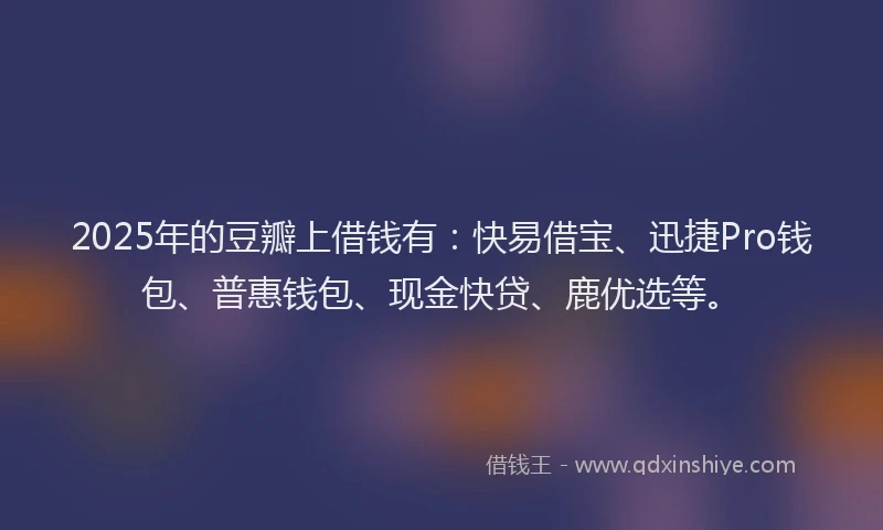 2025年的豆瓣上借钱有：快易借宝、迅捷Pro钱包、普惠钱包、现金快贷、鹿优选等。
