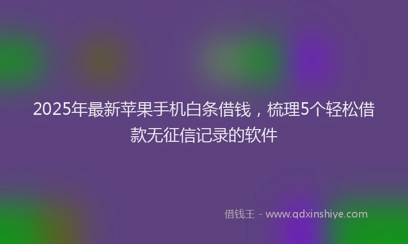 2025年最新苹果手机白条借钱，梳理5个轻松借款无征信记录的软件