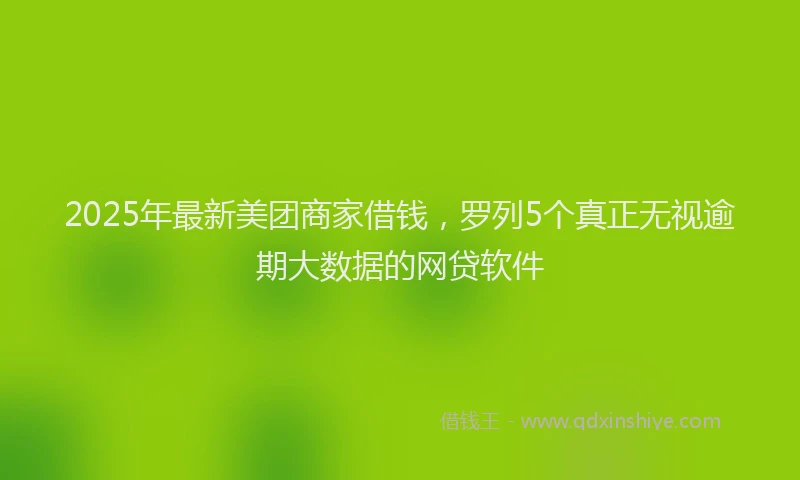 2025年最新美团商家借钱，罗列5个真正无视逾期大数据的网贷软件