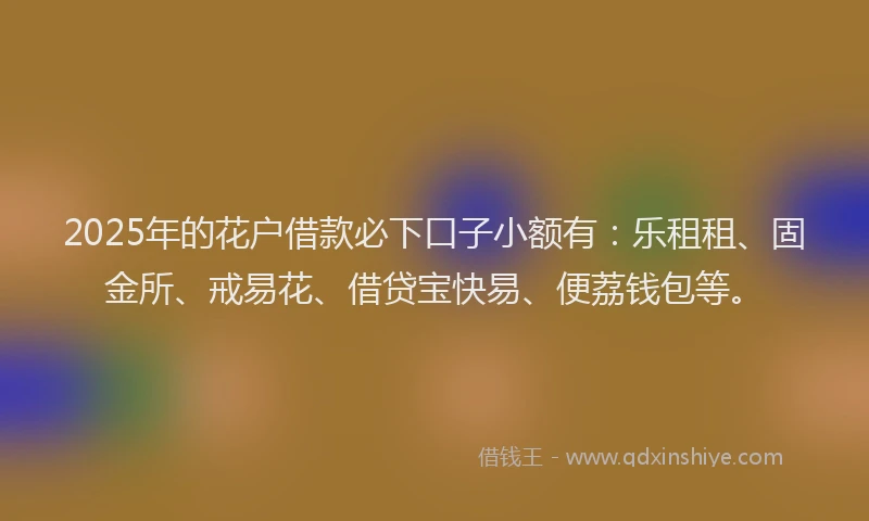 2025年的花户借款必下口子小额有：乐租租、固金所、戒易花、借贷宝快易、便荔钱包等。
