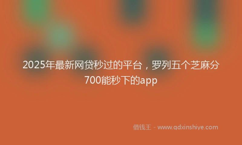 2025年最新网贷秒过的平台，罗列五个芝麻分700能秒下的app