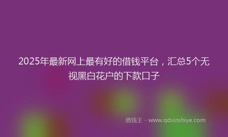 2025年最新网上最有好的借钱平台，汇总5个无视黑白花户的下款口子