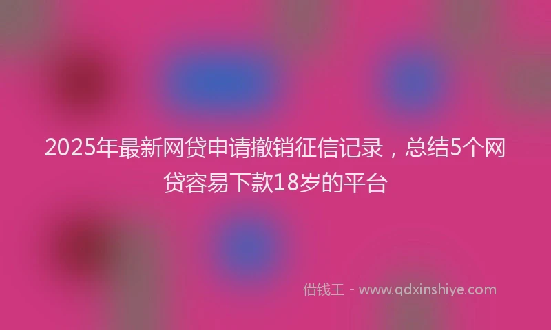 2025年最新网贷申请撤销征信记录，总结5个网贷容易下款18岁的平台