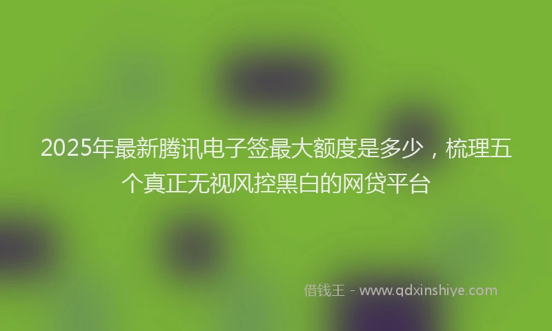 2025年最新腾讯电子签最大额度是多少，梳理五个真正无视风控黑白的网贷平台