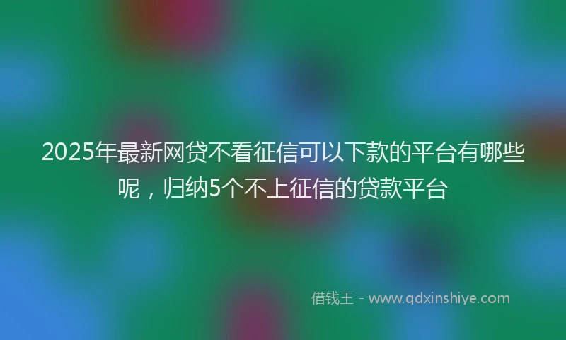 2025年最新网贷不看征信可以下款的平台有哪些呢，归纳5个不上征信的贷款平台
