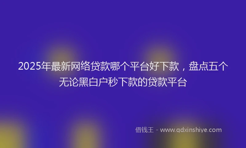 2025年最新网络贷款哪个平台好下款，盘点五个无论黑白户秒下款的贷款平台