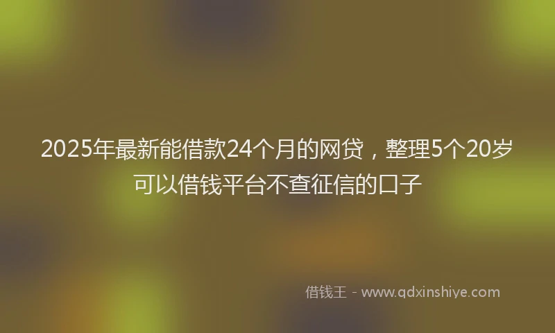 2025年最新能借款24个月的网贷，整理5个20岁可以借钱平台不查征信的口子