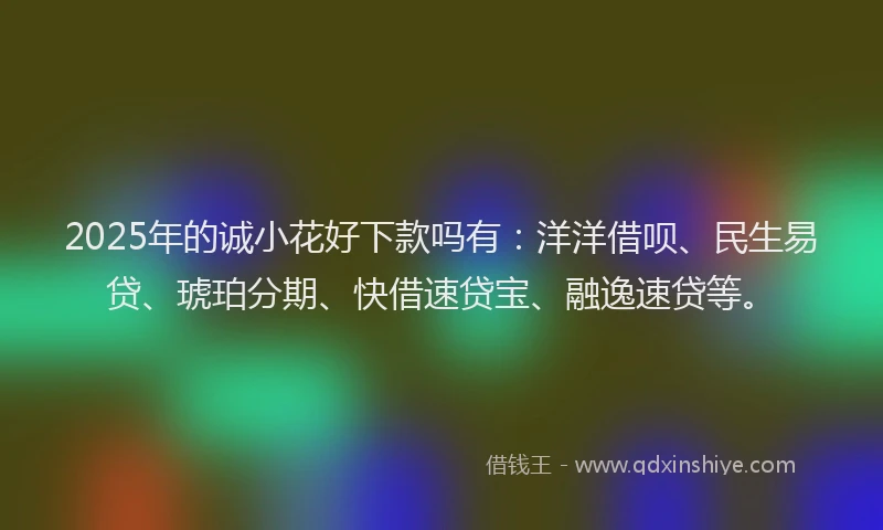 2025年的诚小花好下款吗有：洋洋借呗、民生易贷、琥珀分期、快借速贷宝、融逸速贷等。
